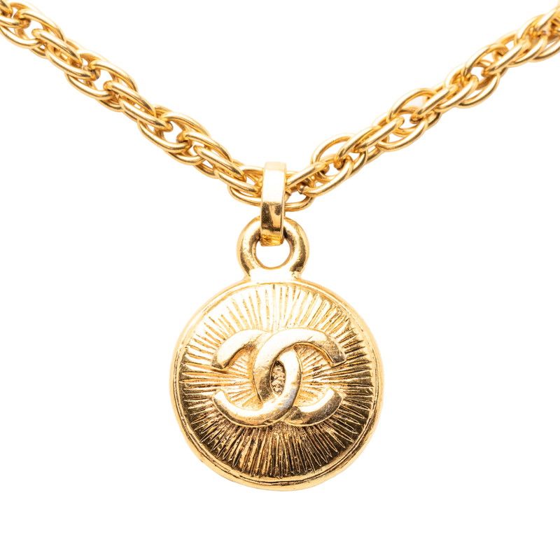 Chanel Vintage CC Logo Chain Necklace Gold Plated