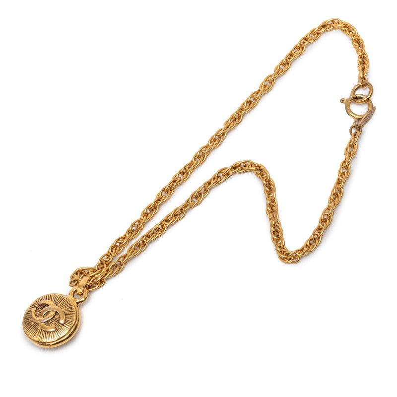 Chanel Vintage CC Logo Chain Necklace Gold Plated — view 3