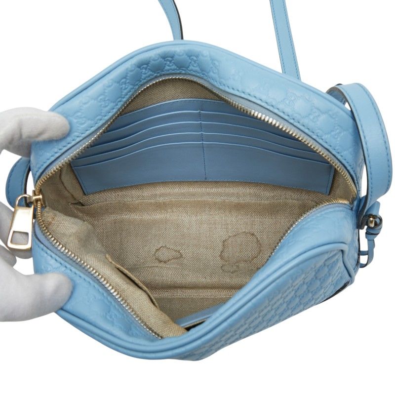 Gucci Micro Guccissima Crossbody Shoulder Bag Blue Leather — view 8