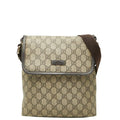 Gucci GG Supreme Crossbody Shoulder Bag Beige Brown Leather