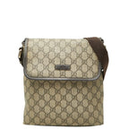 Gucci GG Supreme Crossbody Shoulder Bag Beige Brown Leather