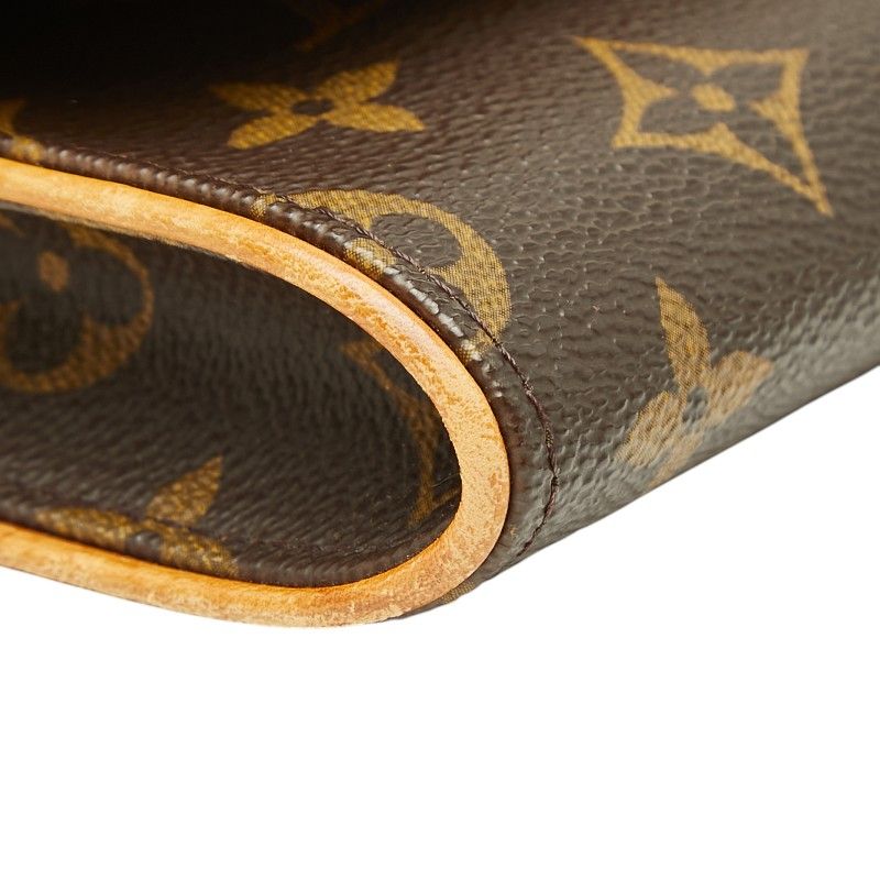 Louis Vuitton Monogram Pochette Twin GM Crossbody Shoulder Bag Brown Leather — view 5