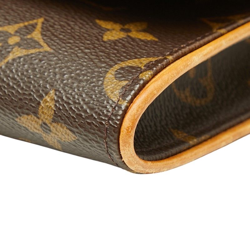 Louis Vuitton Monogram Pochette Twin GM Crossbody Shoulder Bag Brown Leather — view 4