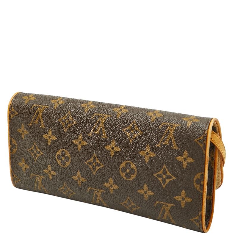 Louis Vuitton Monogram Pochette Twin GM Crossbody Shoulder Bag Brown Leather — view 2