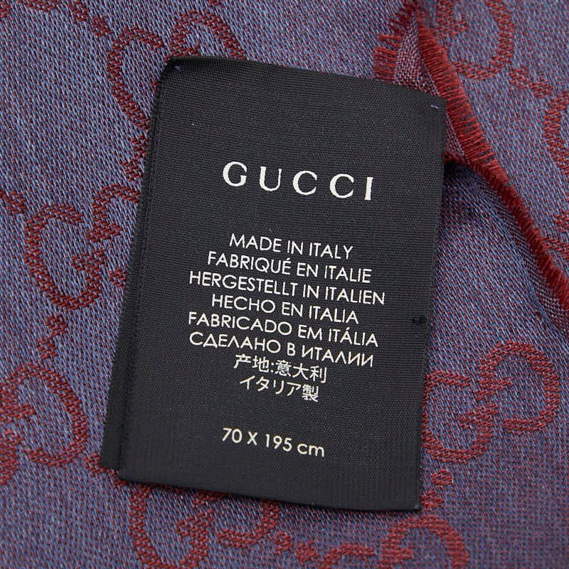 Gucci GG Logo Shawl Scarf Purple Wine Red Wool Silk — view 4