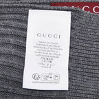 Gucci Logo Knit Rib Scarf Gray Wool Calf — view 4