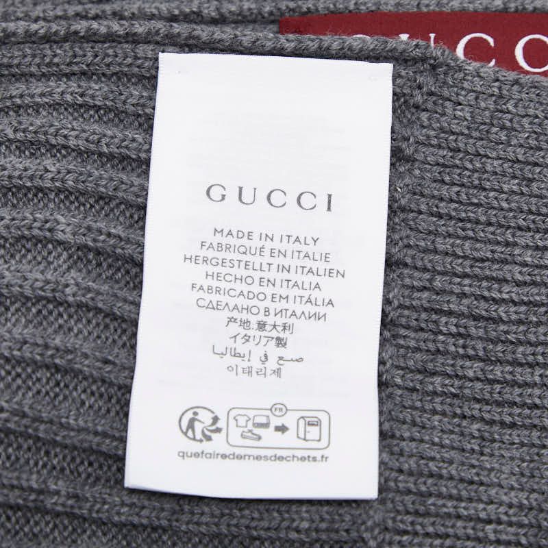 Gucci Logo Knit Rib Scarf Gray Wool Calf — view 4