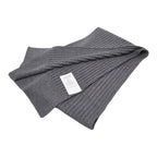 Gucci Logo Knit Rib Scarf Gray Wool Calf — view 2