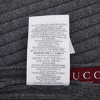 Gucci Logo Knit Rib Scarf Gray Wool Calf — view 8