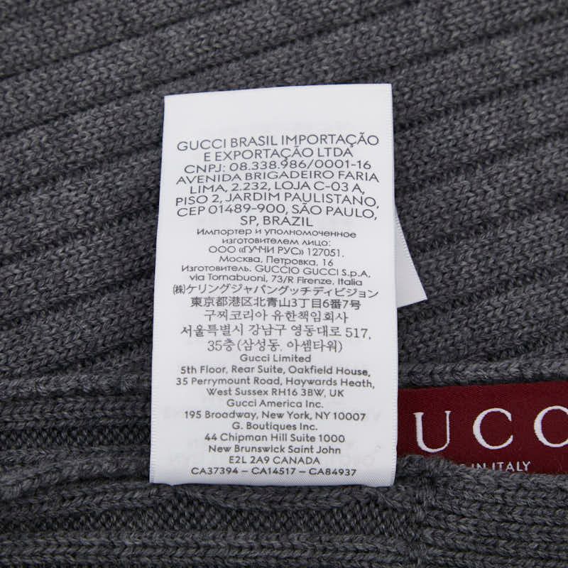 Gucci Logo Knit Rib Scarf Gray Wool Calf — view 8