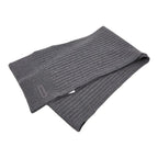 Gucci Logo Knit Rib Scarf Gray Wool Calf
