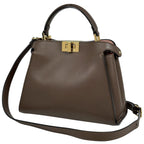 Fendi Peekaboo 2-Way Shoulder Bag Leather Brown