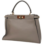 Fendi Peekaboo 2-Way Shoulder Bag Leather Gray