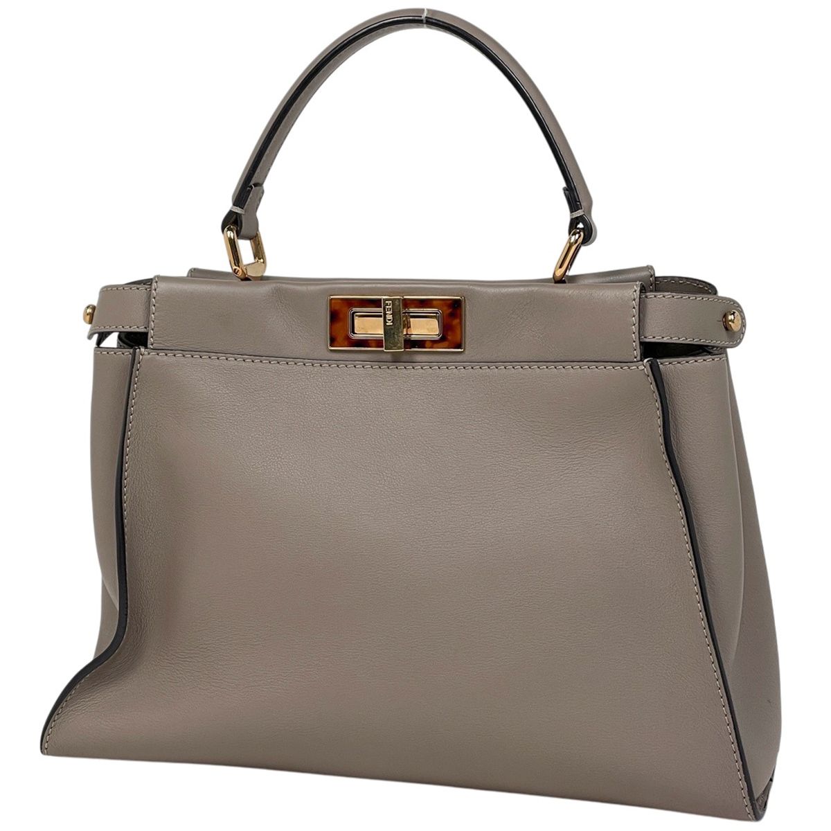 Fendi Peekaboo 2-Way Shoulder Bag Leather Gray