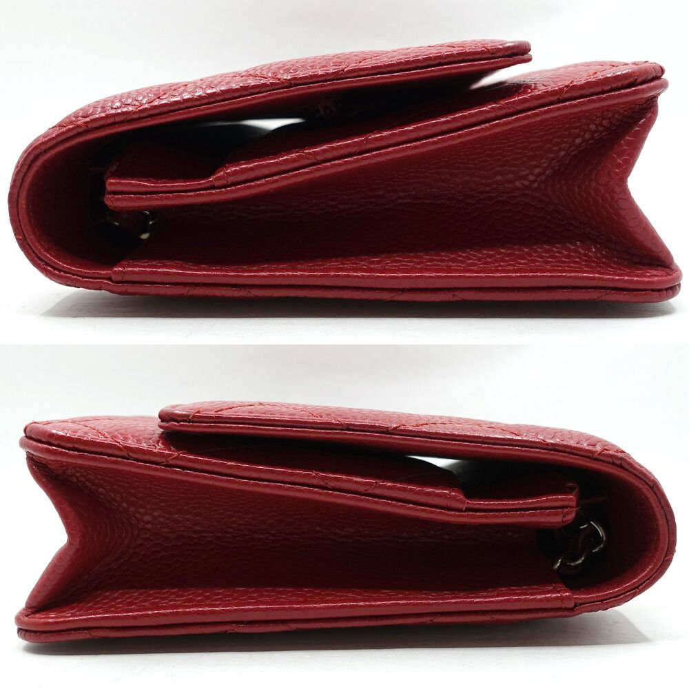 Chanel Chain Wallet Caviar Leather Red Shoulder — view 3