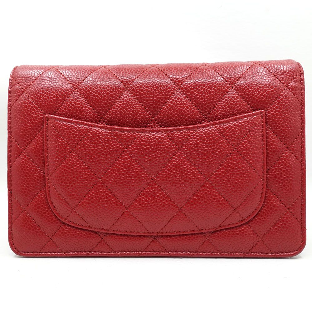 Chanel Chain Wallet Caviar Leather Red Shoulder — view 2
