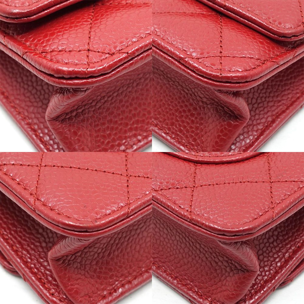 Chanel Chain Wallet Caviar Leather Red Shoulder — view 5