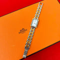 Hermes Vintage Croajour Stainless Steel Quartz Watch Silver Gold