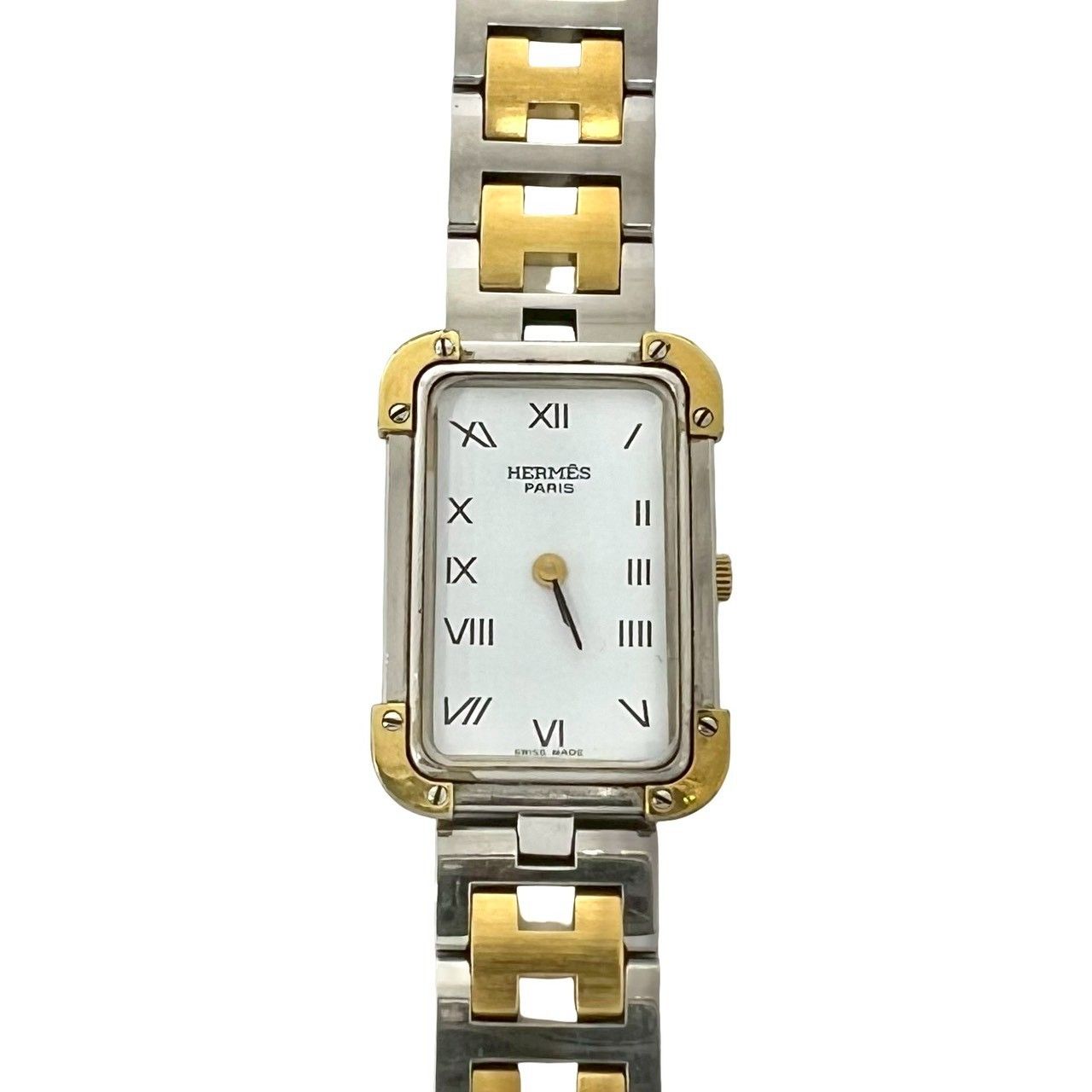 Hermes Vintage Croajour Stainless Steel Quartz Watch Silver Gold — view 4