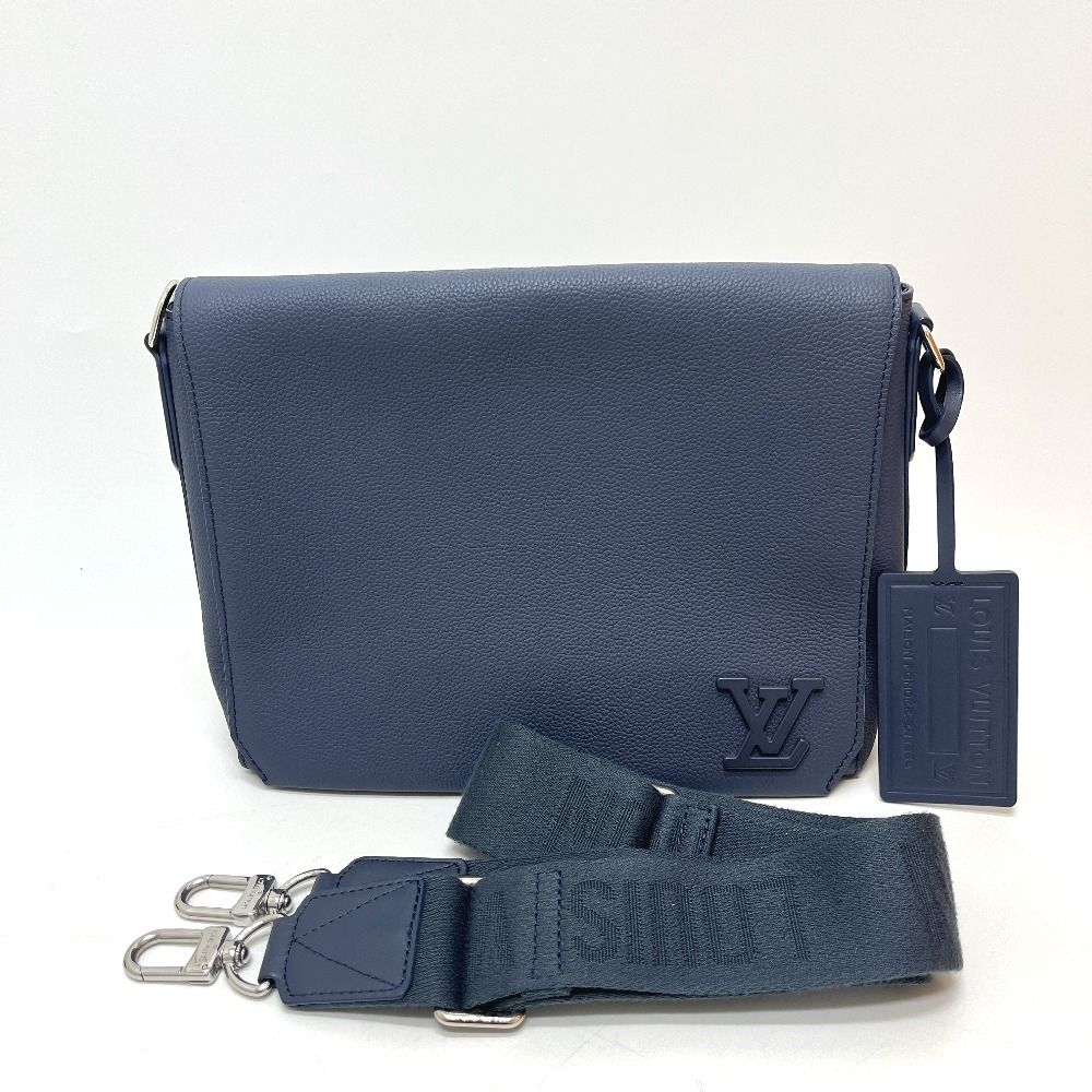 Louis Vuitton Shoulder Bag Takeoff Messenger Leather Blue Atlantique
