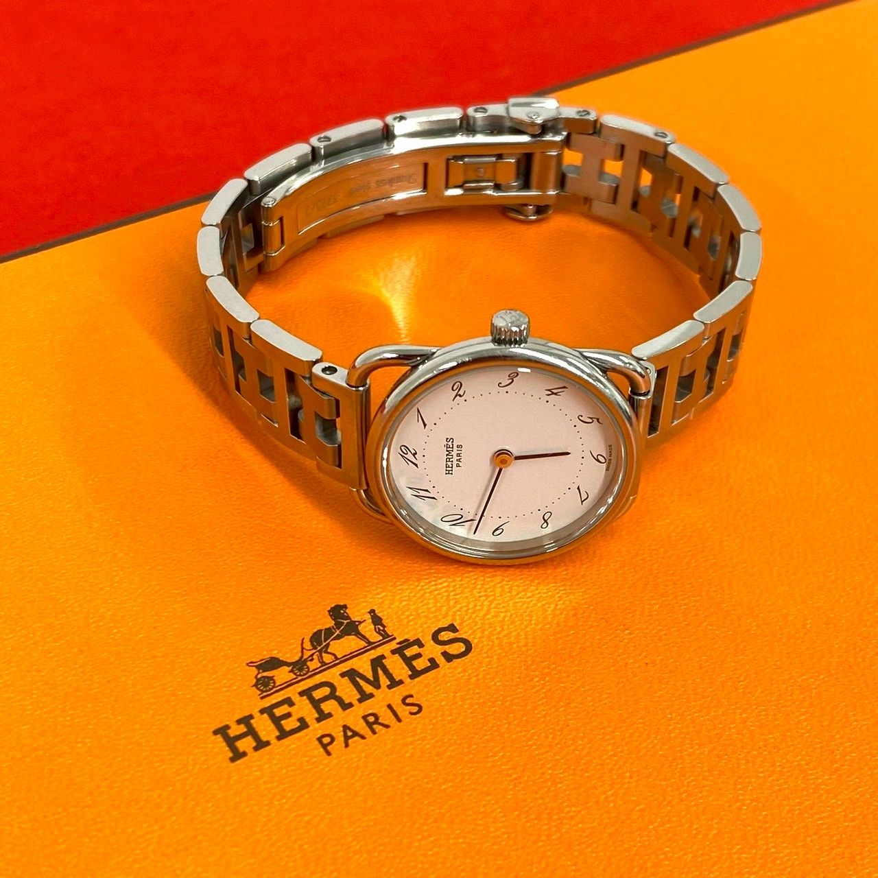 Hermes Vintage Also Stainless Steel Quartz Wrist Watch Silver