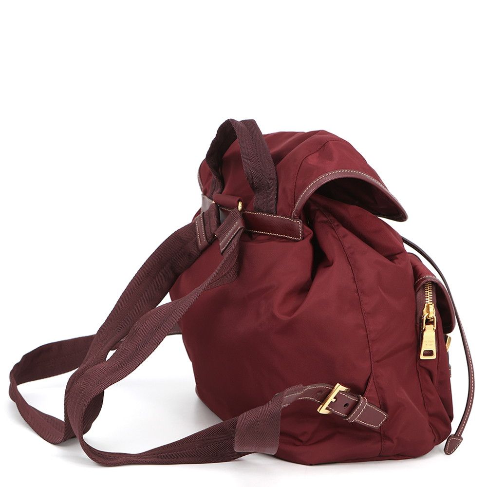 Prada Backpack Triangle Logo Nylon Saffiano Leather — view 2