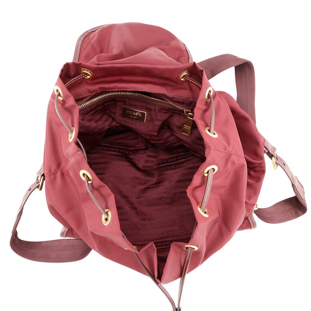 Prada Backpack Triangle Logo Nylon Saffiano Leather — view 5
