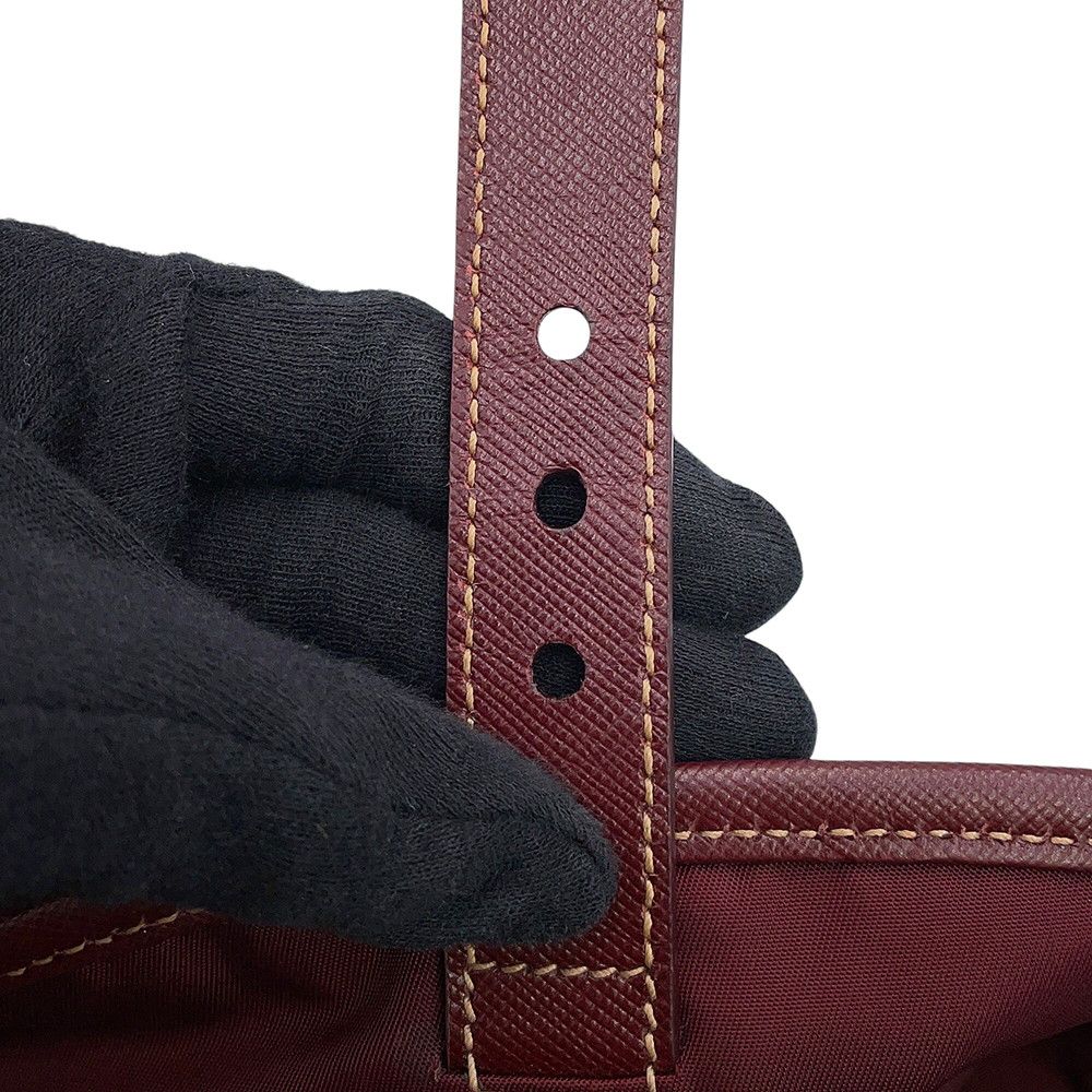 Prada Backpack Triangle Logo Nylon Saffiano Leather — view 6