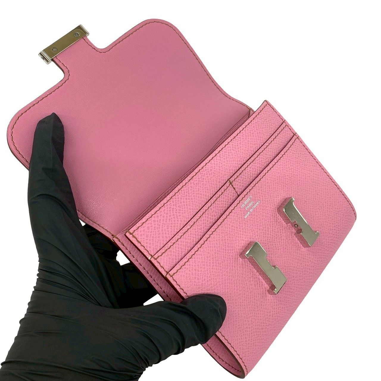 Hermes Constance Compact Veau Epsom Bifold Wallet Mini Pink — view 7
