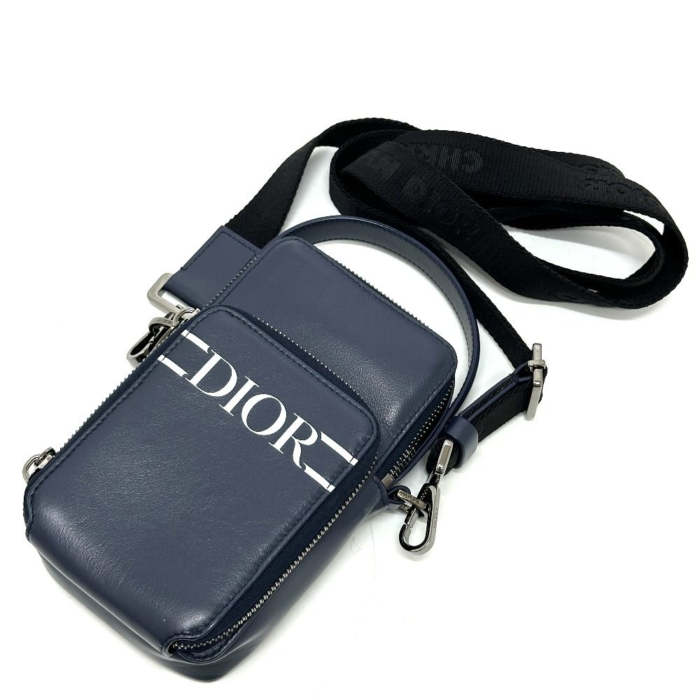 Dior Shoulder Bag Logo Leather Blue