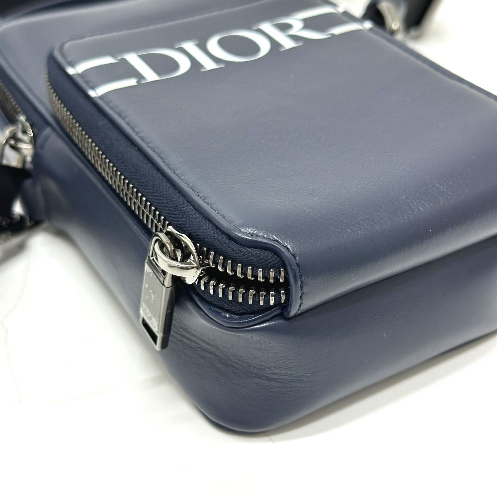 Dior Shoulder Bag Logo Leather Blue — view 6