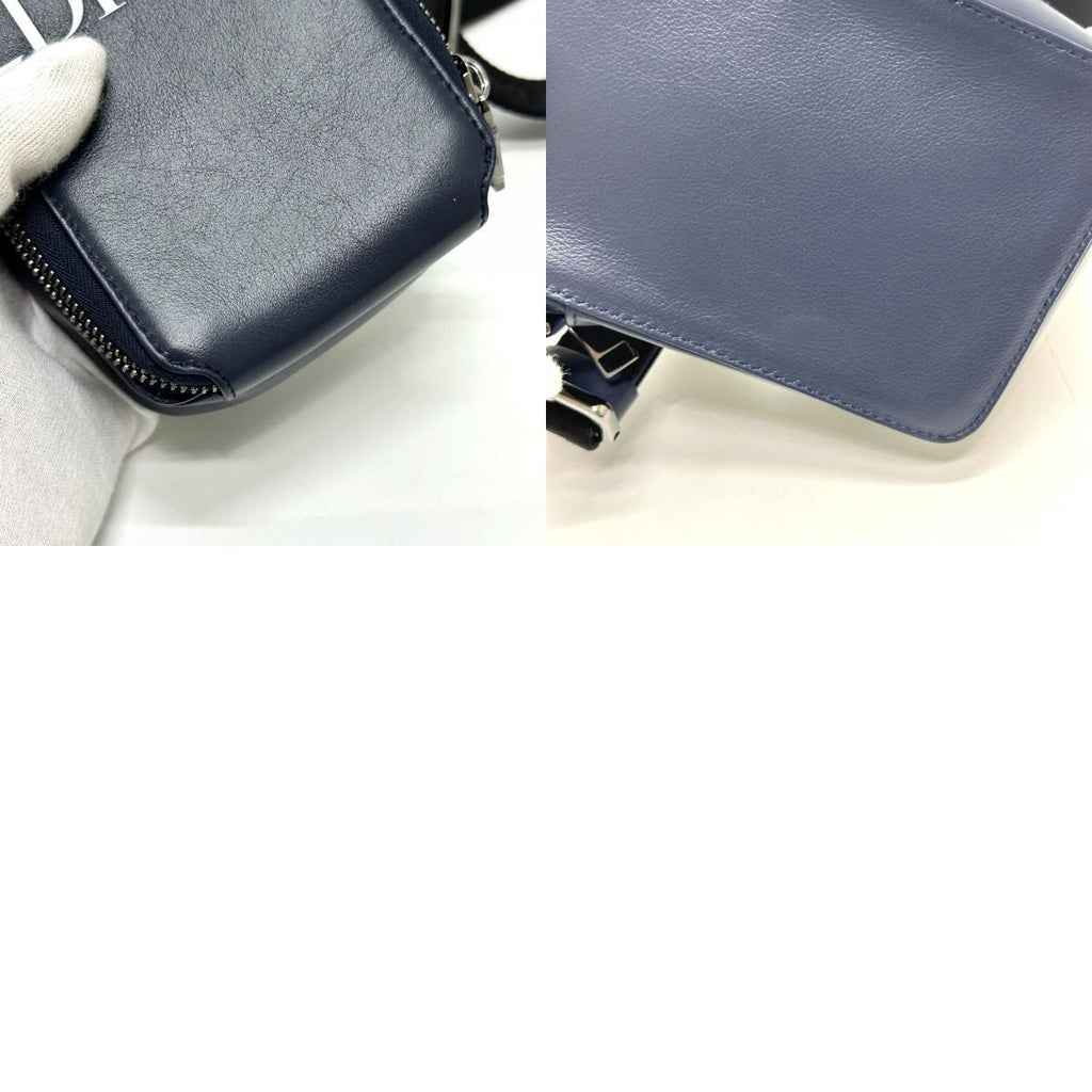 Dior Shoulder Bag Logo Leather Blue — view 9