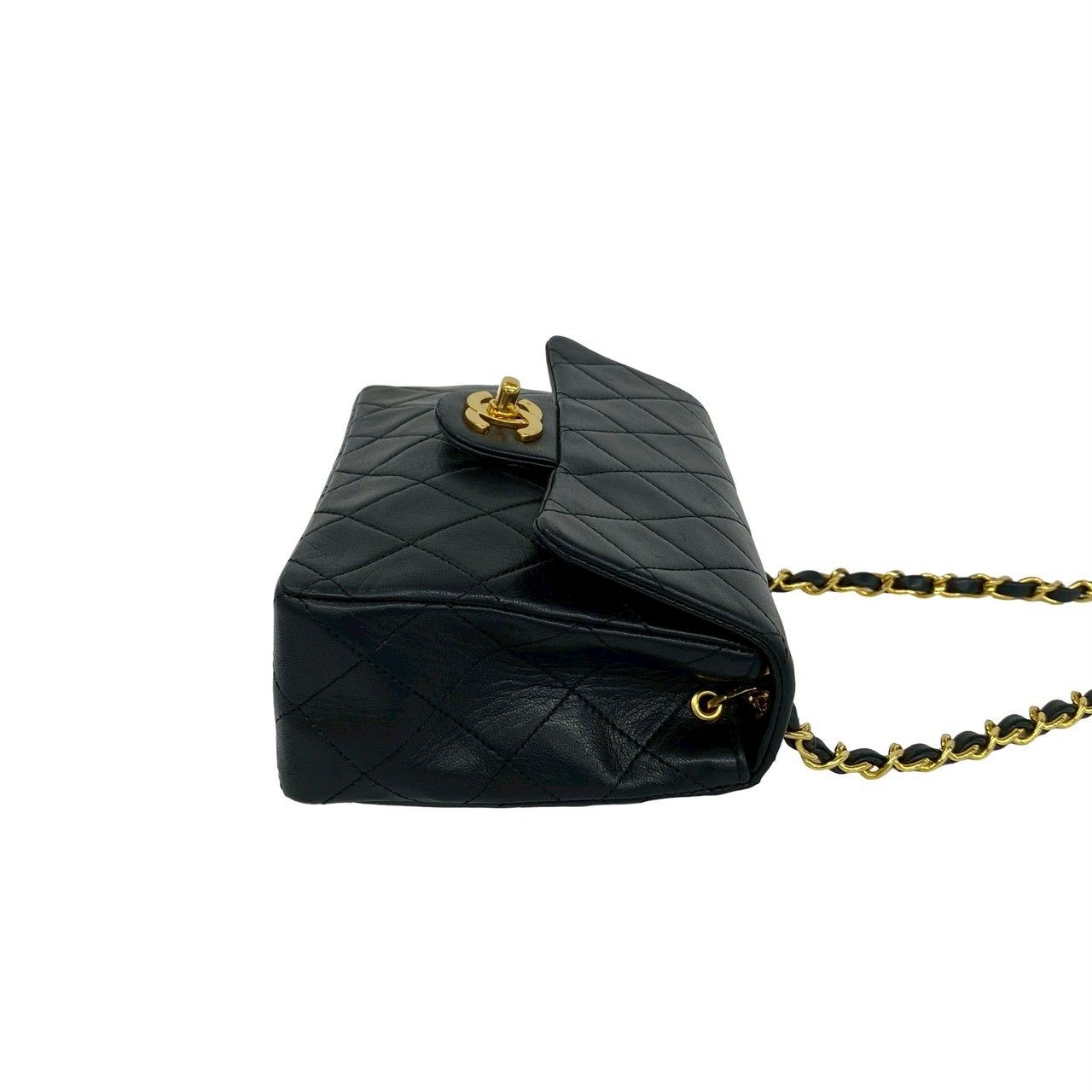 Chanel Card Quilted CC Logo Lambskin Mini Shoulder Bag Black — view 6