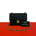 Chanel Card Quilted CC Logo Lambskin Mini Shoulder Bag Black