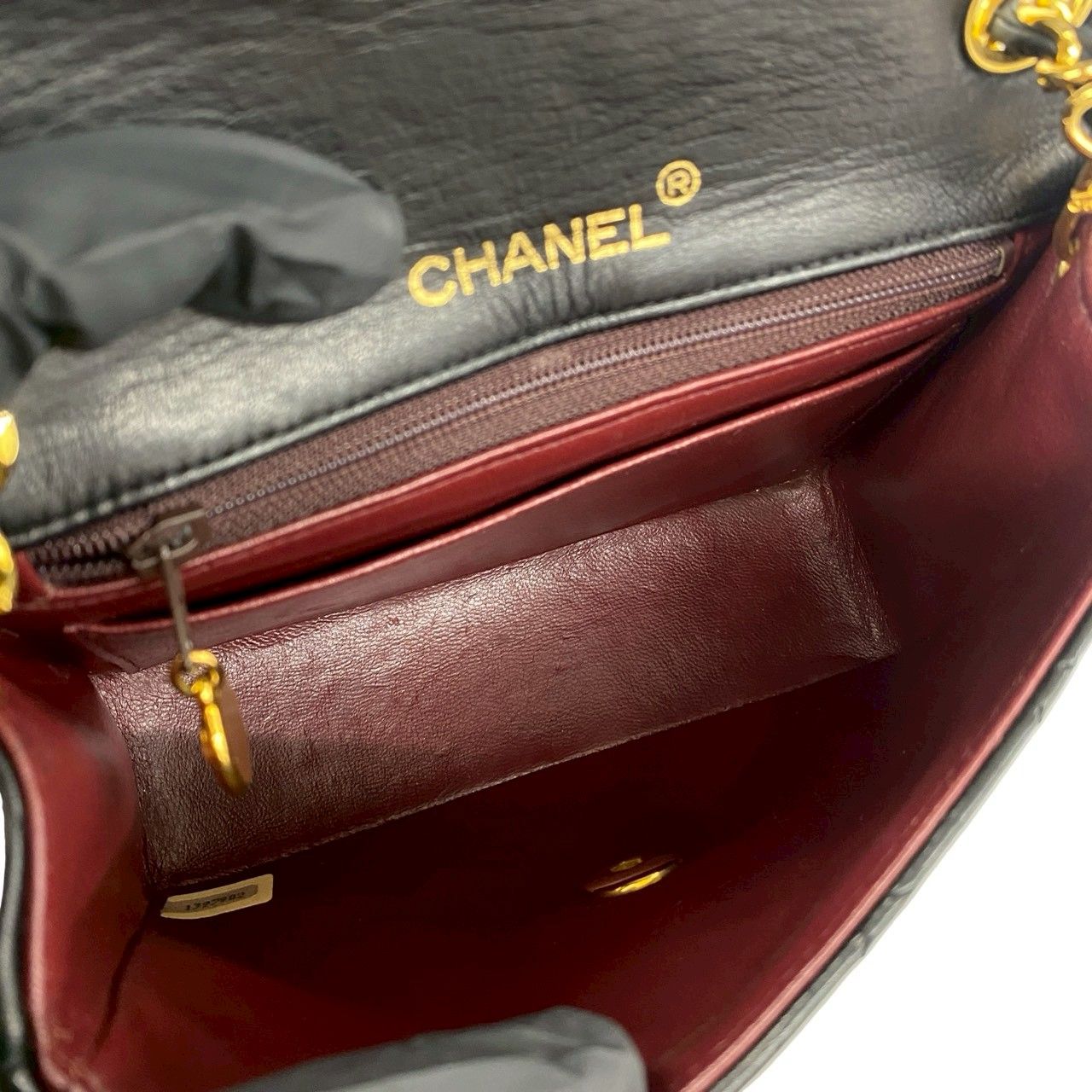 Chanel Card Quilted CC Logo Lambskin Mini Shoulder Bag Black — view 9