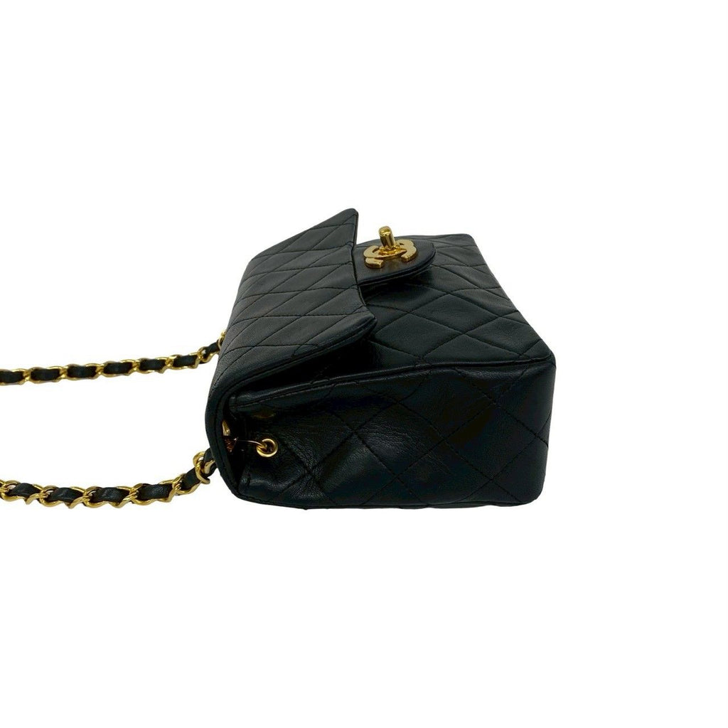 Chanel Card Quilted CC Logo Lambskin Mini Shoulder Bag Black — view 5