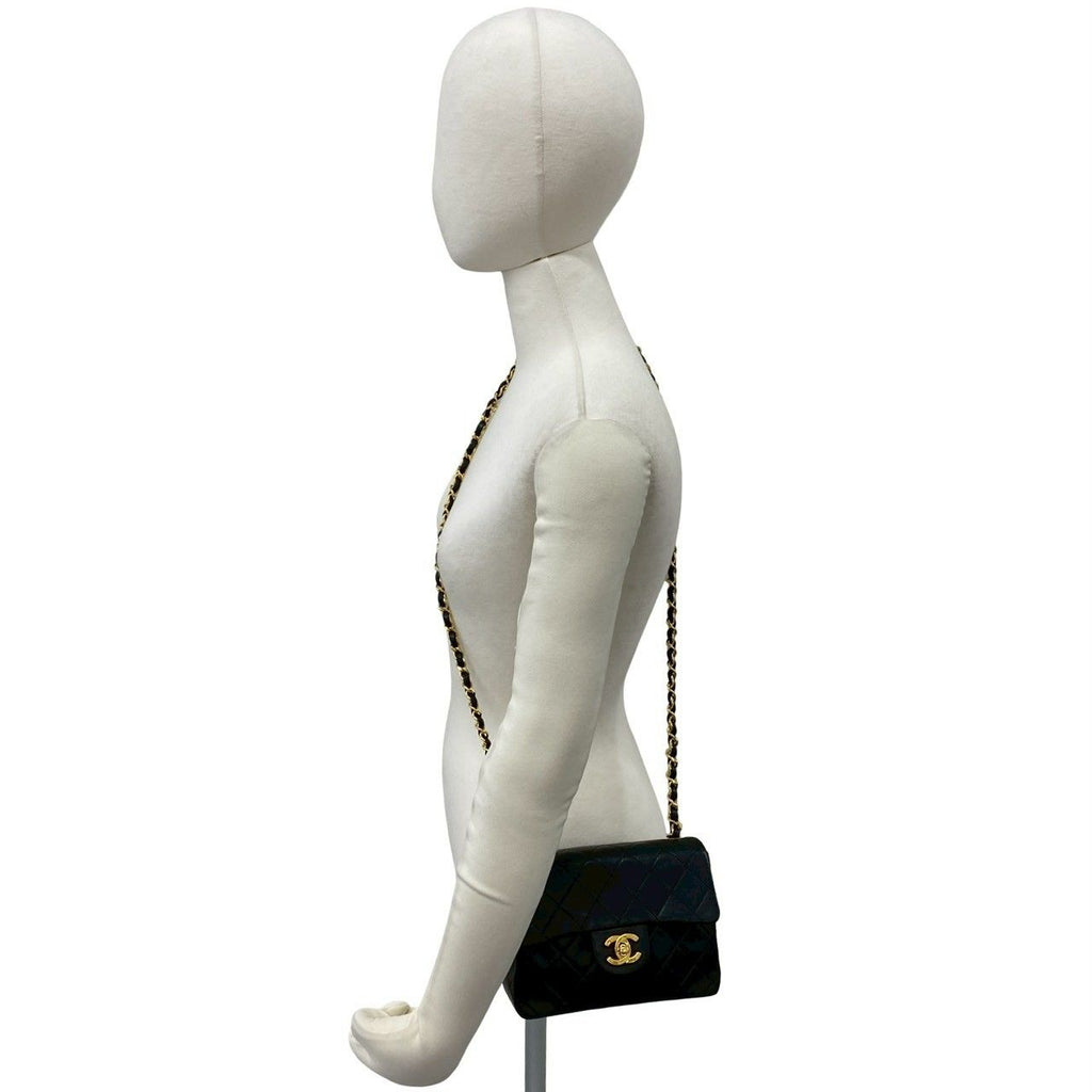 Chanel Card Quilted CC Logo Lambskin Mini Shoulder Bag Black — view 2