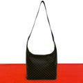 Celine Macadam Blason Pattern Logo Ring Leather Shoulder Bag Brown Black