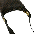 Celine Macadam Blason Pattern Logo Ring Leather Shoulder Bag Brown Black — view 4