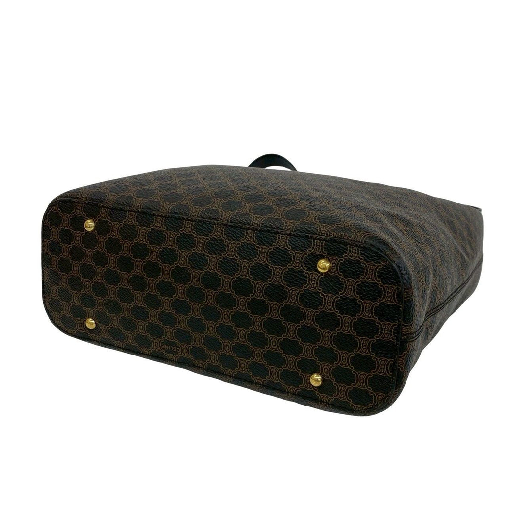 Celine Macadam Blason Pattern Logo Ring Leather Shoulder Bag Brown Black — view 8