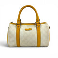 Gucci GG Supreme Mini Boston Bag Pouch Leather White Ivory