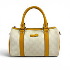 Gucci GG Supreme Mini Boston Bag Pouch Leather White Ivory