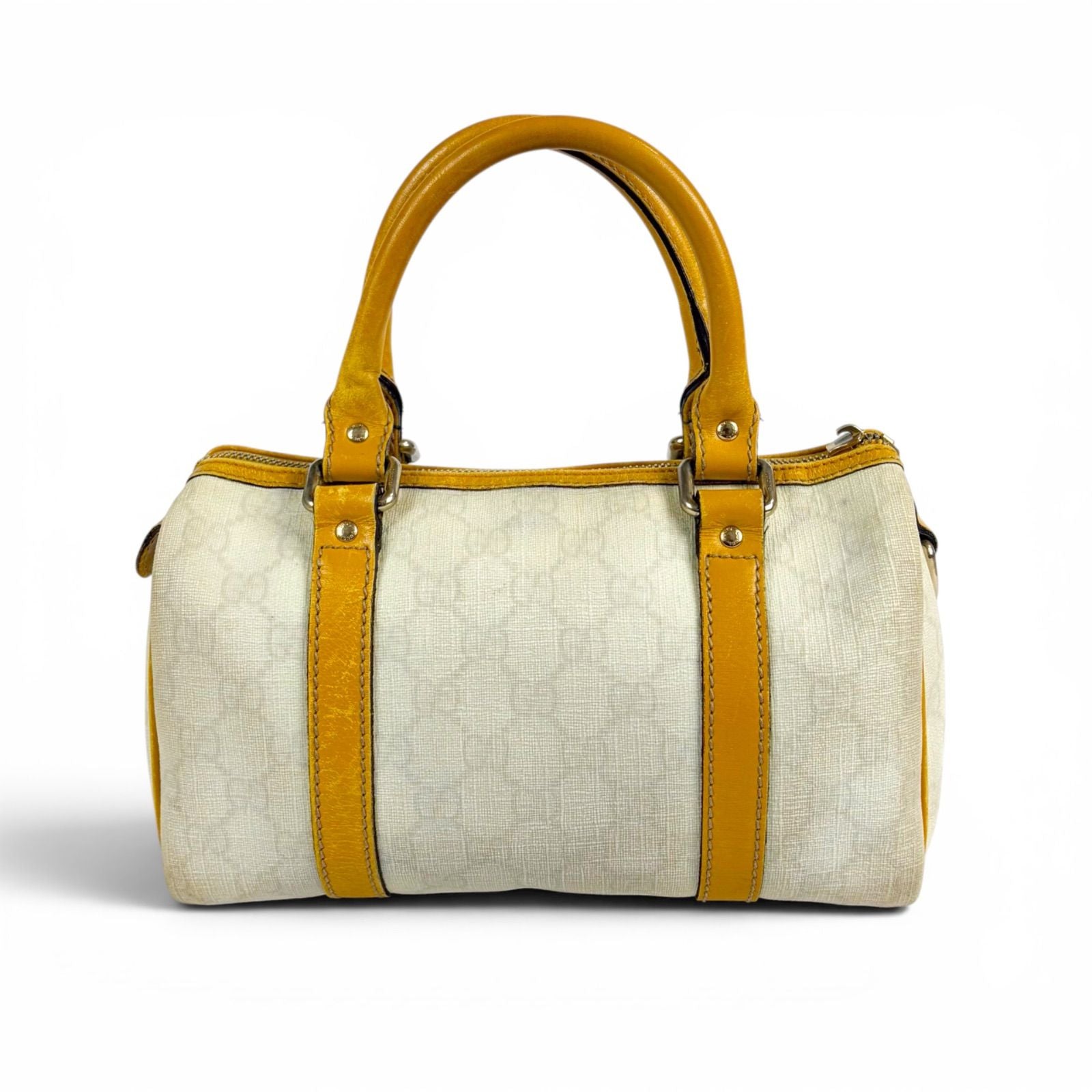 Gucci GG Supreme Mini Boston Bag Pouch Leather White Ivory — view 2