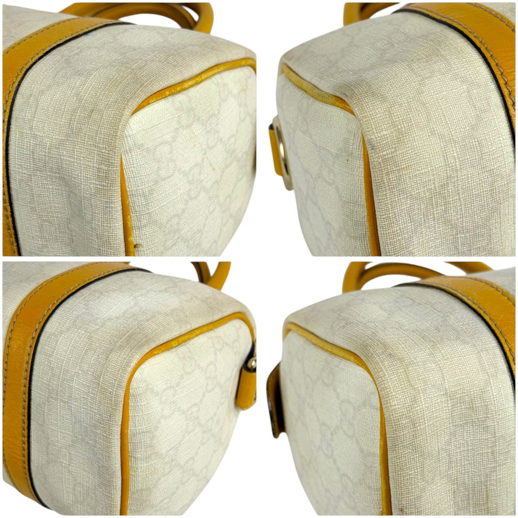 Gucci GG Supreme Mini Boston Bag Pouch Leather White Ivory — view 5