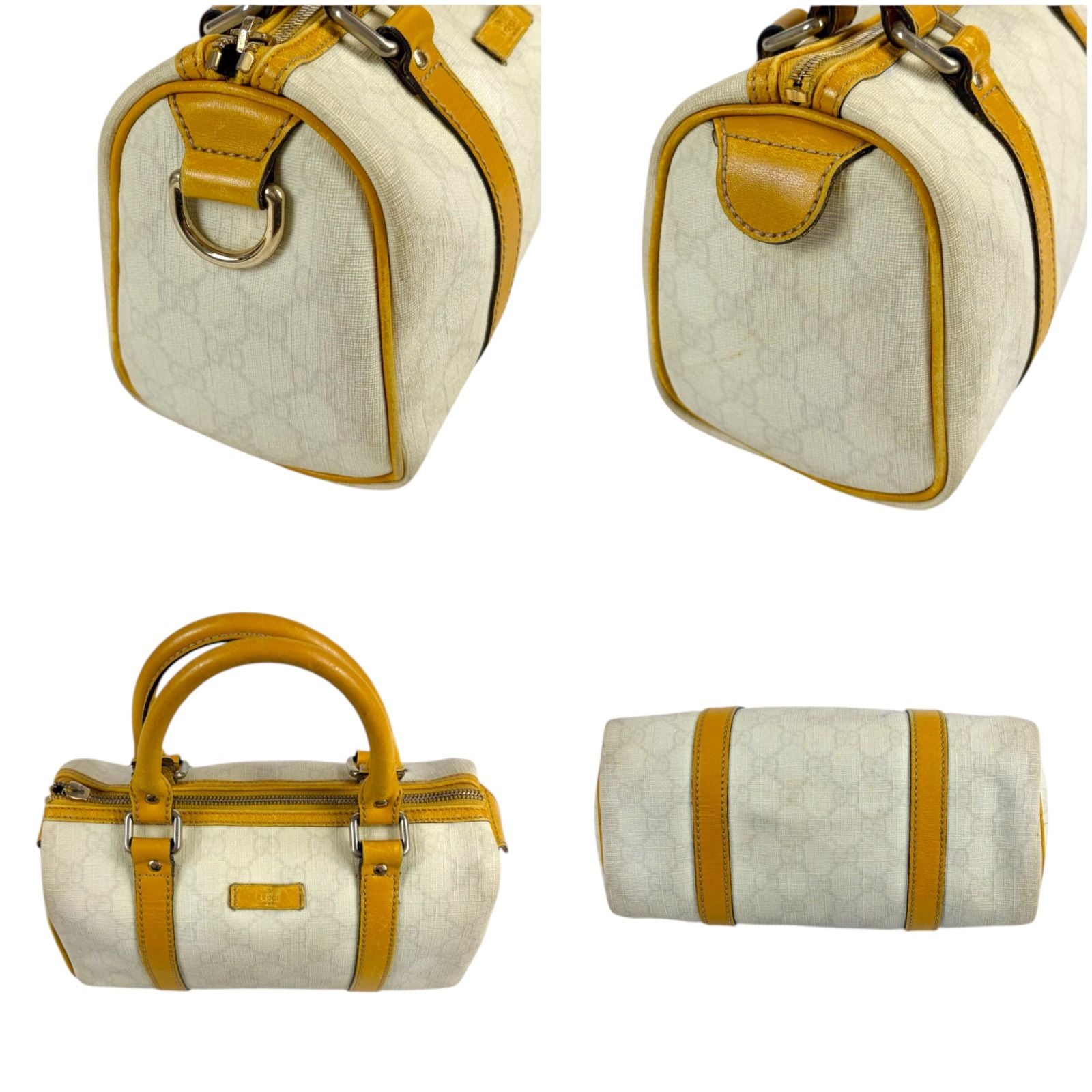 Gucci GG Supreme Mini Boston Bag Pouch Leather White Ivory — view 3