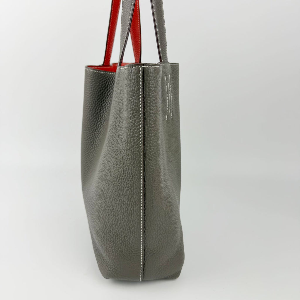Hermes Double Sens 28 Tote Leather Gray Orange Vintage — view 5