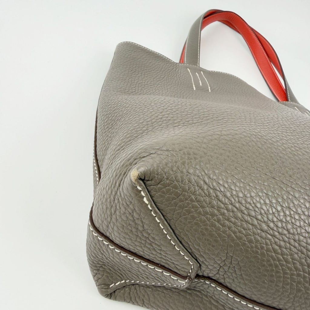 Hermes Double Sens 28 Tote Leather Gray Orange Vintage — view 8