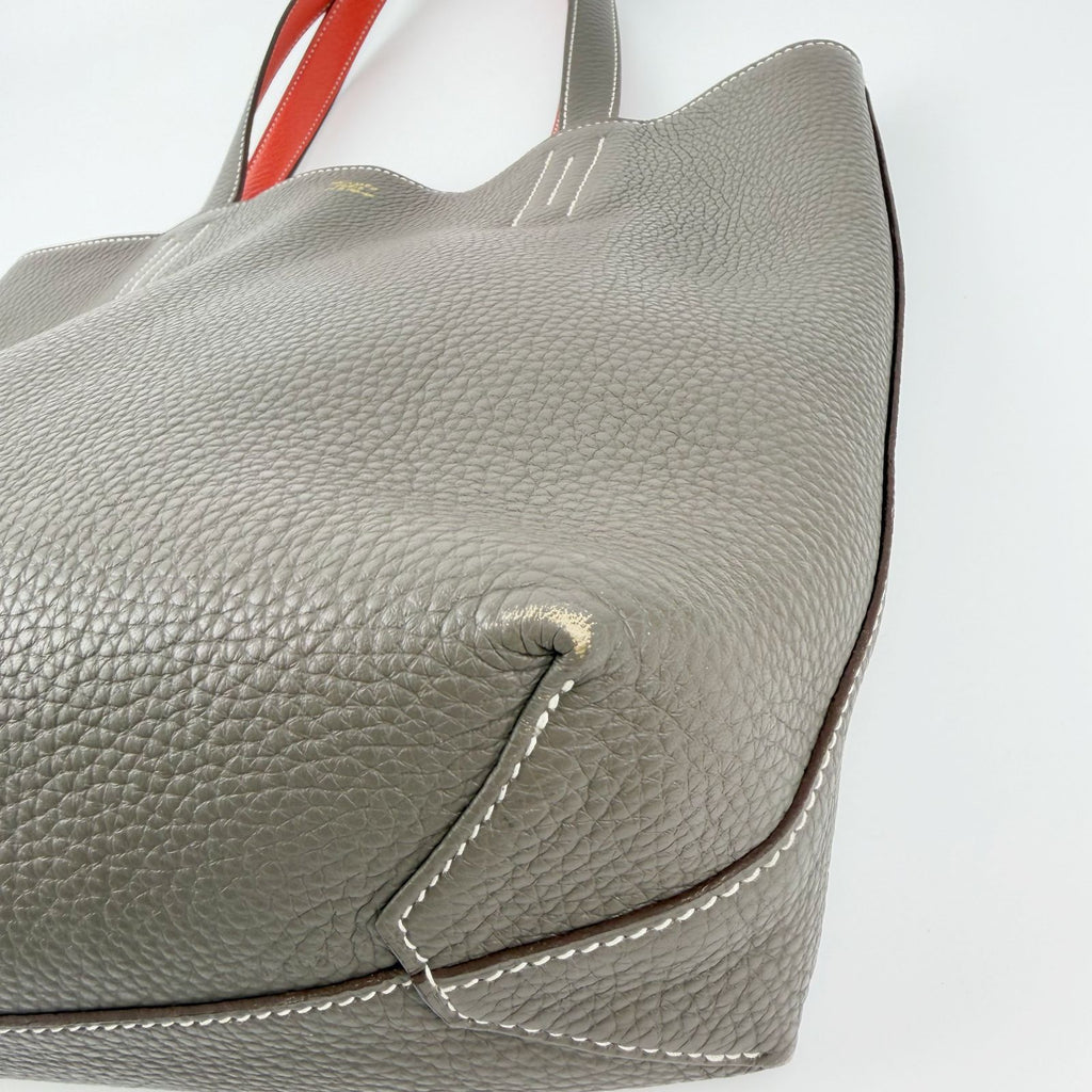 Hermes Double Sens 28 Tote Leather Gray Orange Vintage — view 9