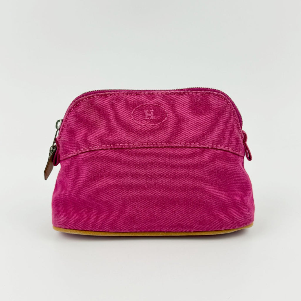 Hermes Bolide Pouch Logo Canvas Pink Vintage
