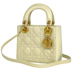 Dior Mini 2-Way Cannage Handbag Leather Cream